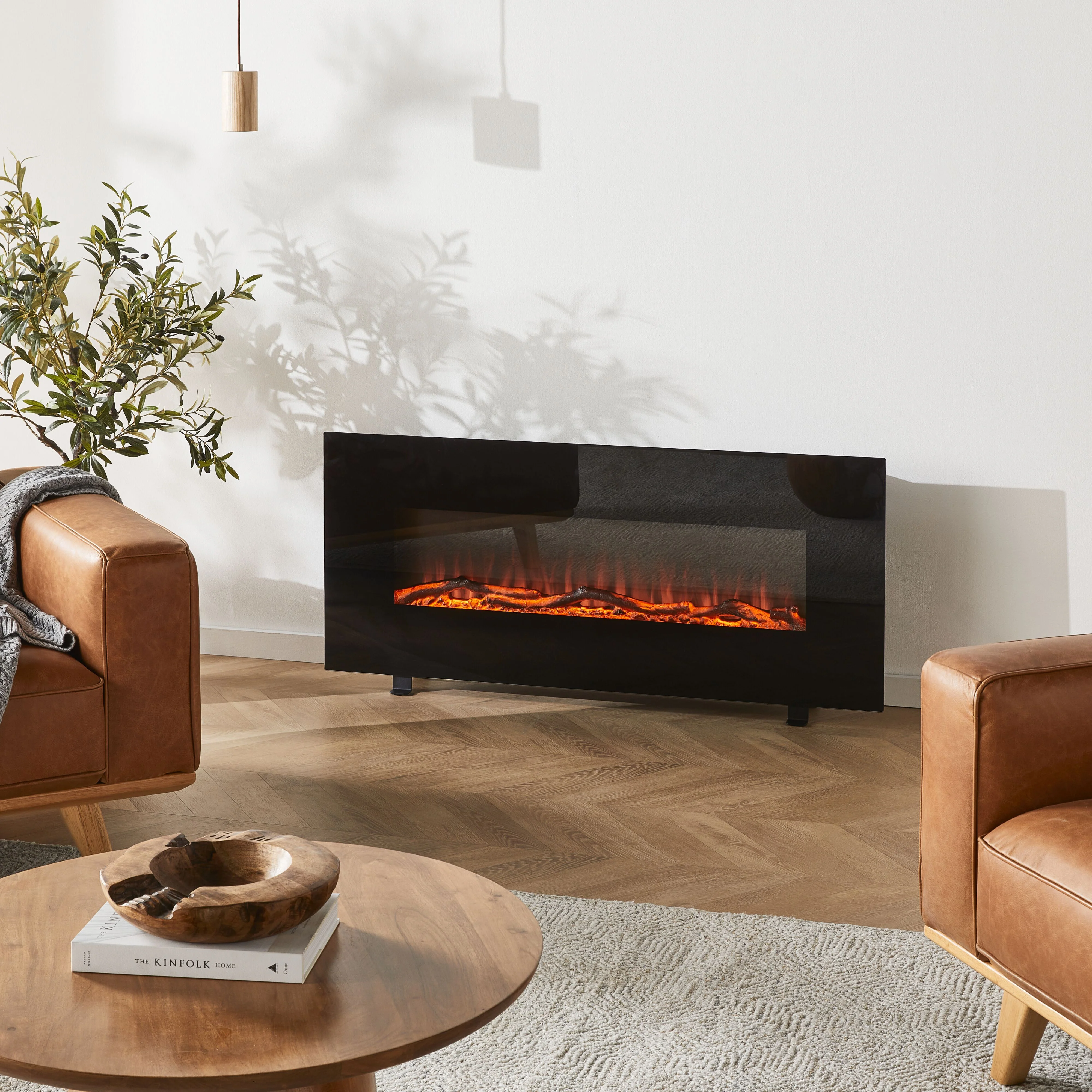 Longton Wall Mounted Electric Fireplace Black 128cm - Image 16